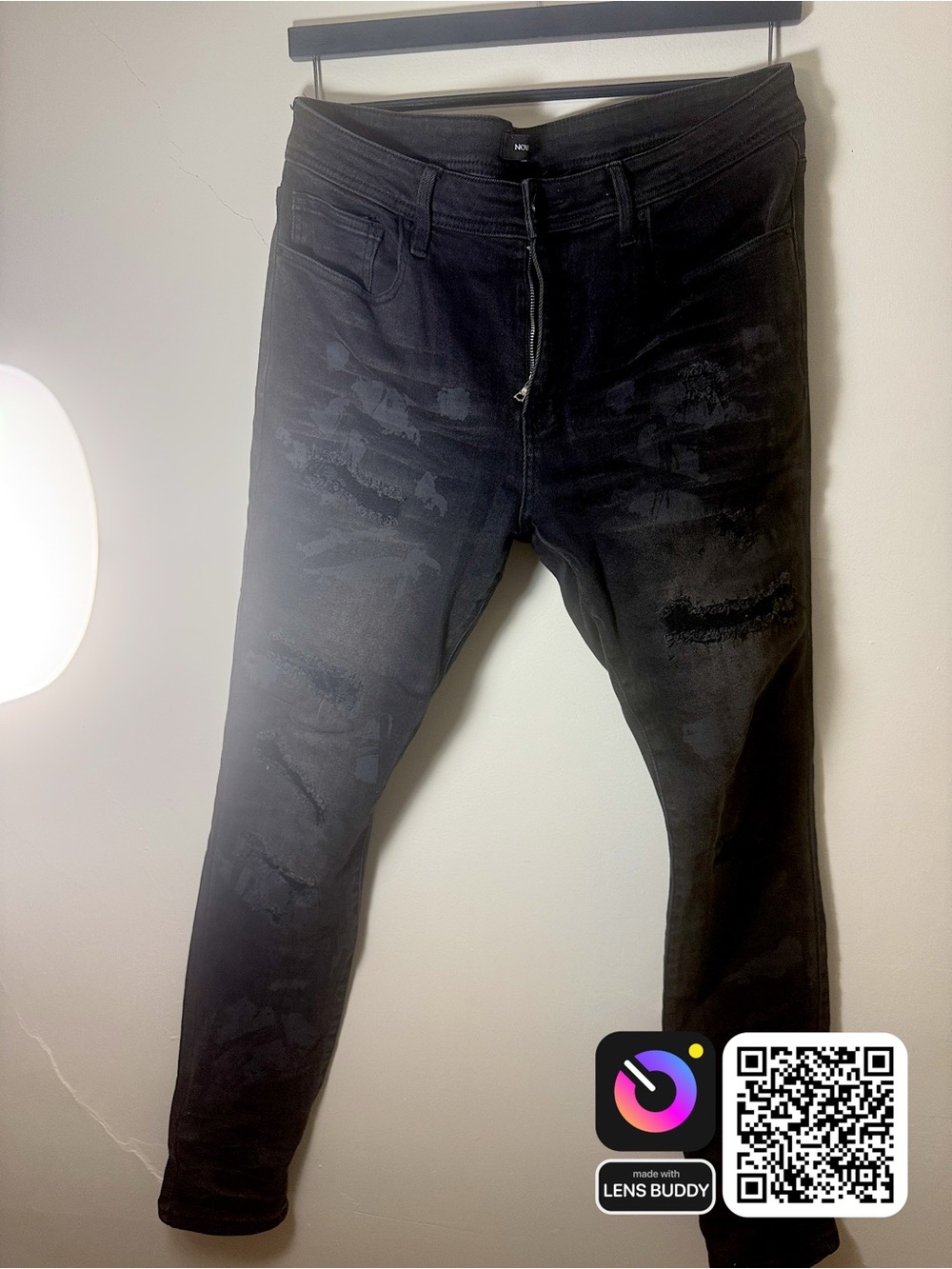 Men's Black Slim Fit Distressed Jeans